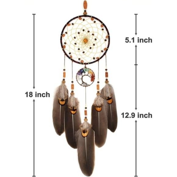 Tree of Life Dream Catchers for Bedroom Adult Brown Boho Dream Catcher WallDecor - Picture 7 of 7